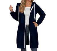 2026 Inverno Lunga Cerniera Felpa Con Cappuccio Per Autunno E Giacca Sportiva Extra Large Tinta Unita, Marina Militare, XXL