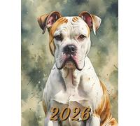 2026: Large Monthly Calendar Planner - Watercolor American Bulldog