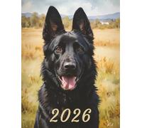 2026: Large Monthly Calendar Planner - Watercolor Black German Shepherd Dog