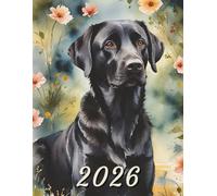 2026: Large Monthly Calendar Planner - Watercolor Black Lab Dog