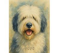 2026: Large Monthly Calendar Planner - Watercolor Old English Sheepdog