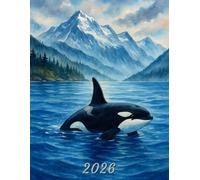 2026: Large Monthly Calendar Planner - Watercolor Orca Killer Whale