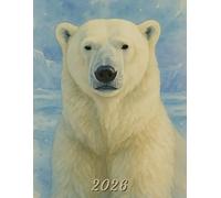 2026: Large Monthly Calendar Planner - Watercolor Polar Bear In Snow