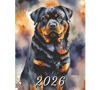 2026: Large Monthly Calendar Planner - Watercolor Rottweiler Dog
