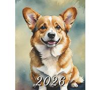 2026: Large Monthly Calendar Planner - Watercolor Welsh Corgi Dog