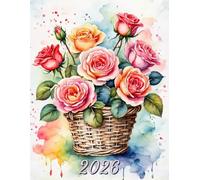 2026: Large Monthly Calendar Planner - With Adult Coloring Pages Of Roses