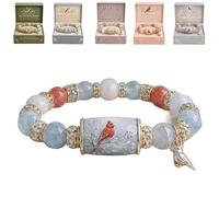 2026 Limited Edition Bluebird Blessings Bracelet with Gift Box, Hummingbird Butterfly Blessing Bracelet, Inspirational Bird Charm Bracelets, Elastic Stretch Beaded Bracelets for Women (#C)