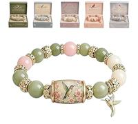 2026 Limited Edition Bluebird Blessings Bracelet with Gift Box, Hummingbird Butterfly Blessing Bracelet, Inspirational Bird Charm Bracelets, Elastic Stretch Beaded Bracelets for Women (#D)