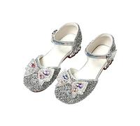 2026 Madre della Sposa Bambini Bow Ragazze Scarpe Gattino Tacchi Mary Jane Confortevole Fodera Morbida Pendolari Intervista Ampia Fit Donna Soletta Imbottita Ufficio Lavoro, Argento, 34 EU