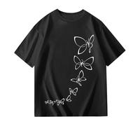 2026 Maglietta a maniche corte con scollo rotondo per ragazza, casual, comoda, per la vita quotidiana per giocare, 3-13 anni di protezione solare T Shirt ragazza, Nero , 10-11 Anni