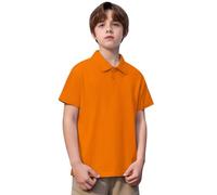 2026 - Maglietta a maniche corte estiva casual tinta unita top da gentleman top teen vacanza, maglietta a quadri, Colore: arancione., 4-5 Anni