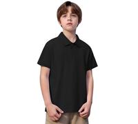 2026 - Maglietta a maniche corte estiva casual tinta unita top da gentleman top teen vacanza, maglietta a quadri, Nero , 4-5 Anni