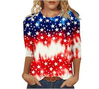 2026 Maglietta casual a maniche corte con stampa grafica alla moda e scollo rotondo, perfetta per il giorno dell'indipendenza e la vita quotidiana., bianco, L