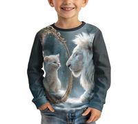 2026 Maglietta casual a maniche lunghe con motivo a cartoni animati per ragazzi e ragazze, comoda parte superiore per bambini da indossare tutti i giorni, Nero , 13- 14 anni