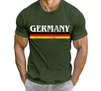 2026, maglietta casual da uomo con stampa, per il tempo libero, a maniche corte, girocollo, basic, in morbido cotone dal taglio classico, per la moda quotidiana, verde militare, S