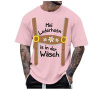 2026 Maglietta con stampa "Oktoberfest tedesco" per uomo manica uomo, Colore: rosa., L