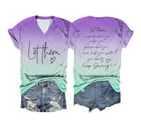 2026 - Maglietta da donna casual, con scollo a V, doppio gradiente, a maniche corte, "Let Them Misunderstand You" da donna, Lilla, XXL