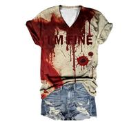 2026 - Maglietta da donna con scollo e maniche corte, Halloween, stampa di lettere I miei ordini Visualizza account, Brick rosso, 3XL