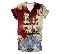 2026 - Maglietta da donna con scollo e maniche corte, Halloween, stampa di lettere I miei ordini Visualizza account, Vino, 5XL