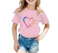 2026 Maglietta da ragazza con scollo rotondo e grafica carina, manica corta, per l'estate, casual ragazza camicia manica lunga 146, Colore: rosa., 8-9 Anni