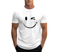2026 - Maglietta da uomo casual con maniche corte girocollo design, confortevole, elastica, per tutti i giorni, per la primavera estate T Shirt bodybuilding uomo, bianco, L