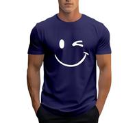 2026 - Maglietta da uomo casual con maniche corte girocollo design, confortevole, elastica, per tutti i giorni, per la primavera estate T Shirt bodybuilding uomo, Blu scuro, L