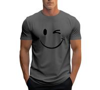 2026 - Maglietta da uomo casual con maniche corte girocollo design, confortevole, elastica, per tutti i giorni, per la primavera estate T Shirt bodybuilding uomo, grigio scuro, XXL