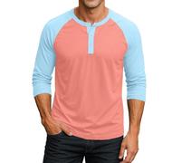 2026 Maglietta da uomo casual, elegante design a maniche a tre quarti, maglietta alla moda comoda e traspirante per l'uso quotidiano, Rosso anguria., L