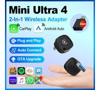 2026 Mini Ultra 4 Originale 5.0 Wireless Android Auto CarPlay 2-in-1 Smart Car Box Connessione Auto Wireless Aggiornamento OTA Configurazione Semplice