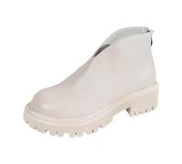 2026 Moda Inverno Donna Stivaletti Spessa Suola Mid Heel Slip On Short Solid Casual Style, bianco, 38 EU