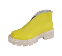 2026 Moda Inverno Donna Stivaletti Spessa Suola Mid Heel Slip On Short Solid Casual Style, giallo., 35 EU