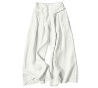 2026 Mutande Donna Cotone Women's Solid Summer And Linen High Waist Thin Casual Loose Wide Leg Pants Amazon Italy (White, L)