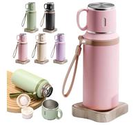 2026 New 2 In 1 Stainless Steel Vacuum Insulated Bottle With Lidded Cup - 316 Hot & Cold Stainless Steel Water Bottle, Leak-proof Large Capacity, for Coffee, Water, Gym, Work, Travel, Car (Pink)