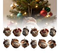 2026 New 2D Forest Animal Acorn Ornaments, Woodland Animal Christmas Ornaments, for Home Party, Bag Keychain Tree Decorations (2 Sets)