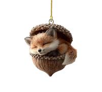 2026 New 2D Forest Animal Acorn Ornaments, Woodland Animal Christmas Ornaments, for Home Party, Bag Keychain Tree Decorations (C)