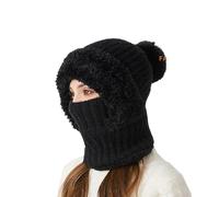 2026 New 3 in 1 Beanie Hat for Women, Upgrade 3 in 1 Beanie Hat with Scarf And Mask, Suitable for Winter Outdoor Use (Black)