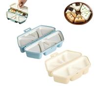 2026 New 6 in 1 Mold - Non-Stick Triangle Rice Ball Maker with Cavities, Foldable Dishwasher-Safe Bento Tool for Sushi Musubi Quick Meal Prep (Beige+Blue)