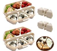 2026 New 6 In 1 Rice Ball Mold, Triangle Rice Ball Mold Set for Musubi with 6 Foldable Easy-Release Nonstick Onigiri, Dishwasher-Safe & Microwavable (Beige*2)