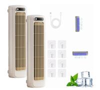 2026 New Cooling Ace Portable Air Conditioner, Quiet Desktop Tower Fan with 3 Speeds & LED Touch Screen, 3D Circulating Air-cooled Fan, Cooling Fan for Bedroom Office Home (Beige+Beige, Charging)