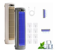 2026 New Cooling Ace Portable Air Conditioner, Quiet Desktop Tower Fan with 3 Speeds & LED Touch Screen, 3D Circulating Air-cooled Fan, Cooling Fan for Bedroom Office Home (Beige+Blue, Plug-in)