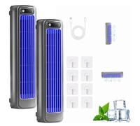 2026 New Cooling Ace Portable Air Conditioner, Quiet Desktop Tower Fan with 3 Speeds & LED Touch Screen, 3D Circulating Air-cooled Fan, Cooling Fan for Bedroom Office Home (Blue+Blue, Plug-in)