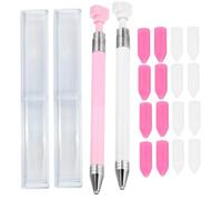 2026 New Diamond Art Refillable Wax Pen, Auto Refill Wax Pencil with 8 Pcs Reusable Wax for Nail DIY Craft & Diamond Painting, Long-Lasting & Rapidly Picks Up Beads and Gems (White+Pink)