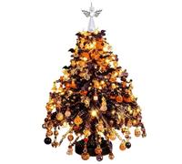 2026 New DIY Beaded Christmas Tree Kit, Holiday Craft Kit for Beginners | Complete beaded tree kit with crystal beads, charms, frame, base, angel topper & light string.(Brown)