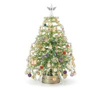 2026 New DIY Beaded Christmas Tree Kit, Holiday Craft Kit for Beginners | Complete beaded tree kit with crystal beads, charms, frame, base, angel topper & light string.(Natural)