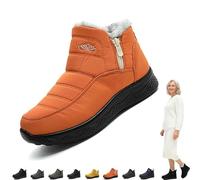 2026 New Dritnow Shoes Women's Warm Snow Boots, Non-Slip & Fur-Lined Slip On Boots for Women Comfort & Durability (Orange,41)