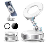 2026 New Fitabi Magvac 360 Dual Lock Phone Holder Ftb06【Upgraded Strongest Suction Cup】Vacuum Adsorption Magnetic Bracket, 360° Adjustable Vacuum Magnetic Phone Holder Mount for Your Car (White)