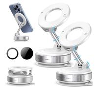 2026 New Fitabi Magvac 360 Dual Lock Phone Holder Ftb06【Upgraded Strongest Suction Cup】Vacuum Adsorption Magnetic Bracket, 360° Adjustable Vacuum Magnetic Phone Holder Mount for Your Car (2-White)