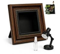 2026 New Frame Planter DIY Kit with LED Accent Light, Pot and Stand | DIY frame-shaped planter kit; includes frame,stand,pot,LED spotlight & spray bottle; Plants & Soil NOT Included(Black+Brown)