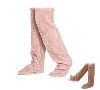 2026 New Goose Down Knee Socks for Christmas, Fuzzy Leg Warmers, Winter Soft Cozy over the Knee Long Tube Socks for Cold Weather (Light Pink)