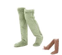 2026 New Goose Down Knee Socks for Christmas, Fuzzy Leg Warmers, Winter Soft Cozy over the Knee Long Tube Socks for Cold Weather (Green)